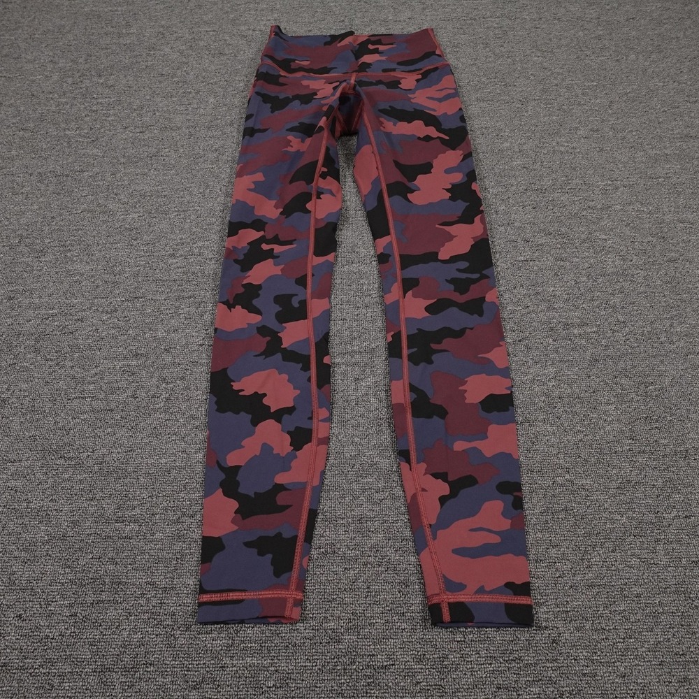 Lululemon Leggings Womens 4 Multicolor‎ Camo Mid Rise Ankle Wunder Under LW5BTES